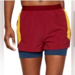 Women's Athletic Shorts - Red and Yellow